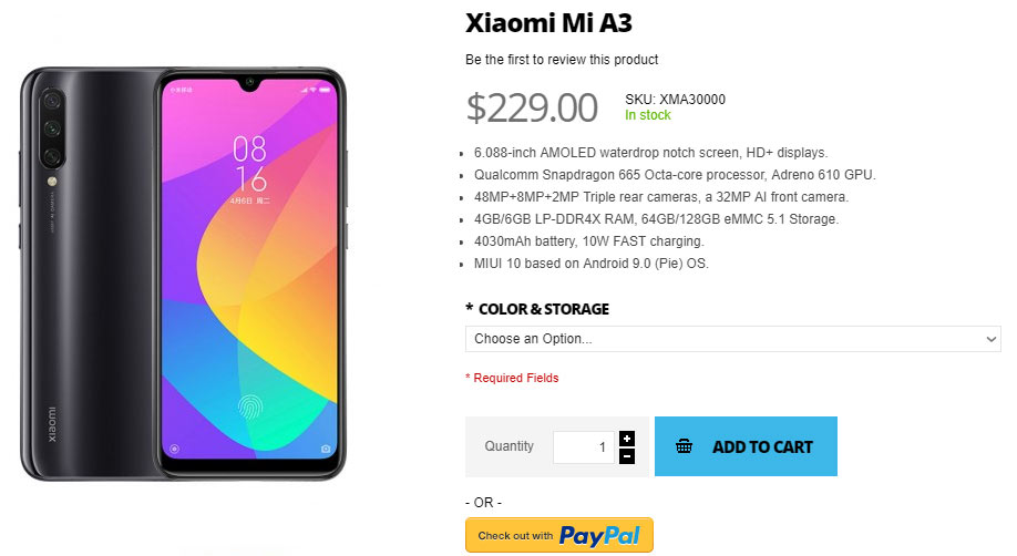 Xiaomi А3 Цена